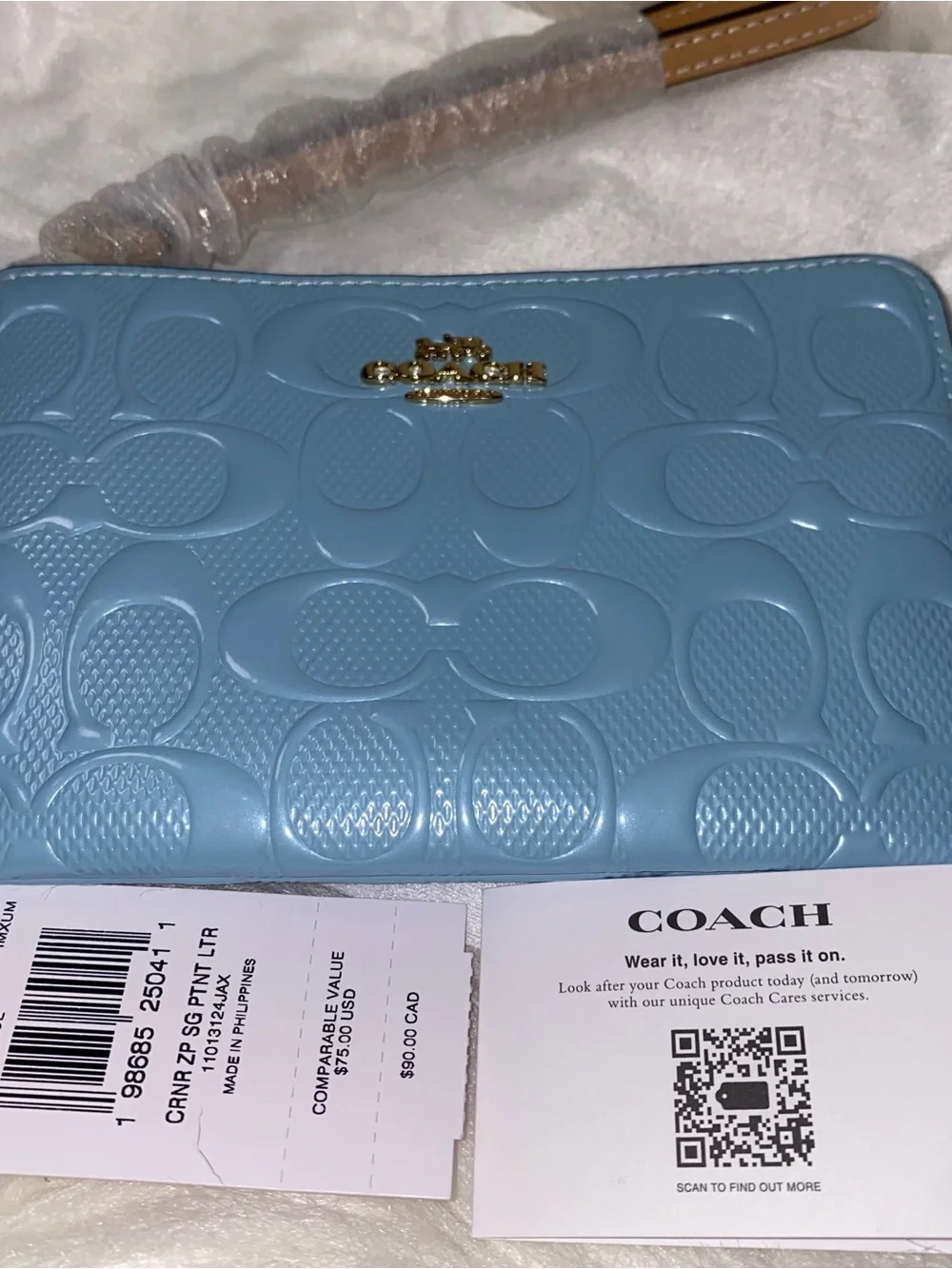 Coach leather Corner Zip Wristlet In Signature Leather New - Picture 2 of 12